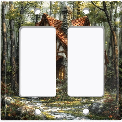 Metal Light Switch Plate Cover; US Standard Size 2 Gang GFI Rocker - Forest Cottage
