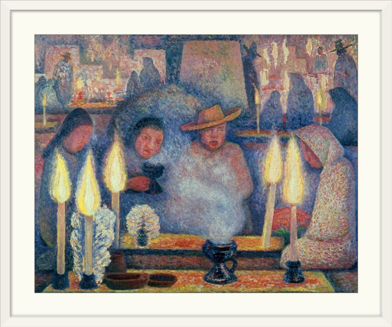 « rivera : the wake, 1926 » par reproduction d’art Diego Rivera, H 27 po x l 32 po x P 1 po, Cadre blanc