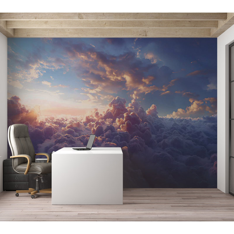 Murale Peel & Stick Space - Le soleil se cache, L 82 po x l 115 po