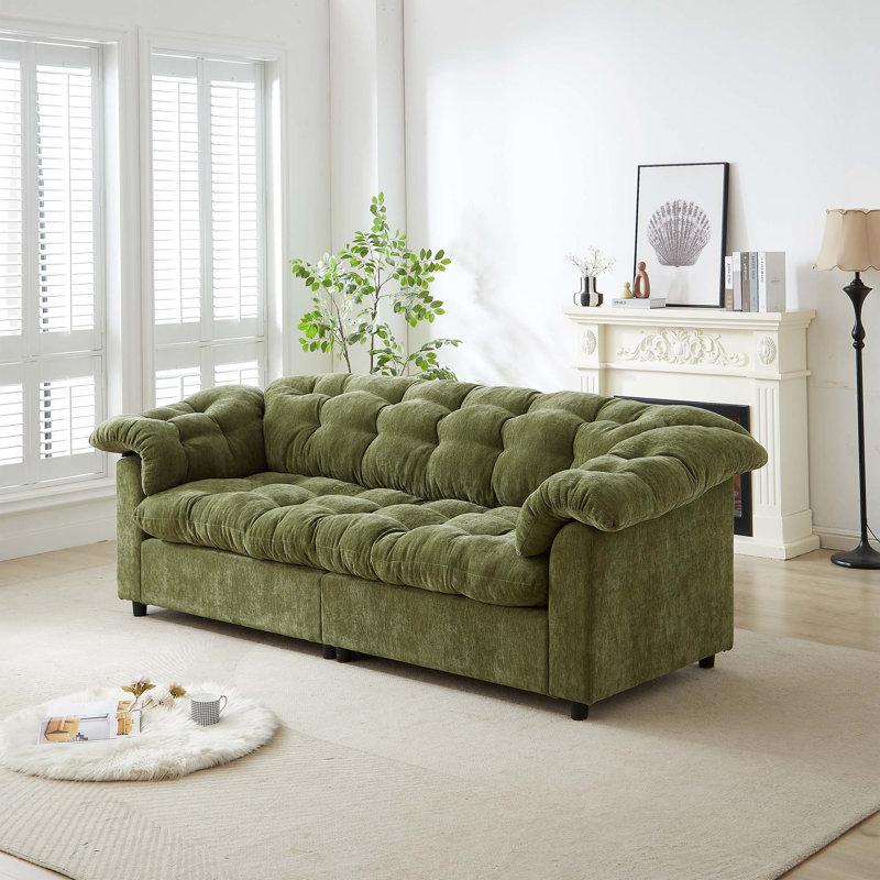 Canapé rembourré moelleux 94,8 po, Vert