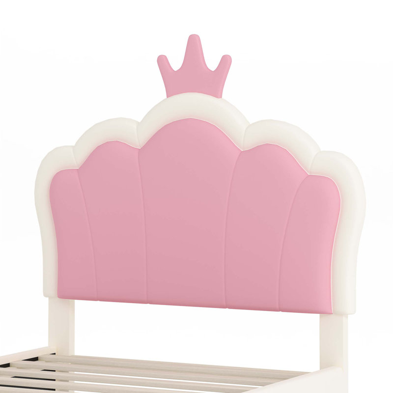 Lit princesse rembourré, lit plateforme, Simple, Blanc