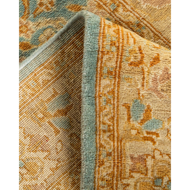 Tapis noué à la main Tia, unique en son genre - bleu