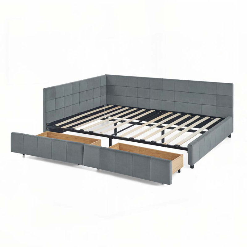 Velvet Storage Daybed, Gray