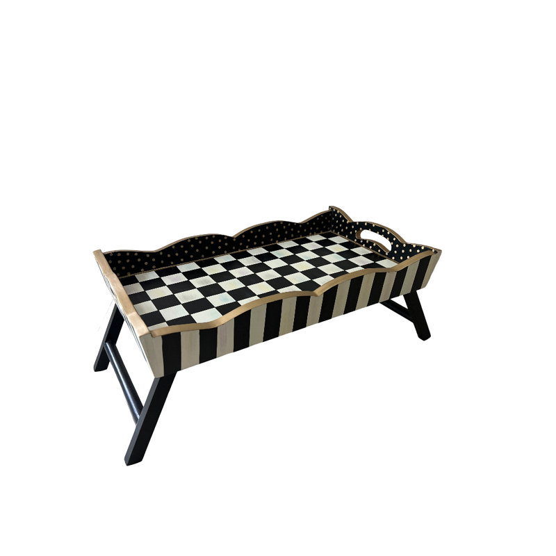 Courtly Check Serving Tray, Black, 9" H x 21.75" W x 12.75" D