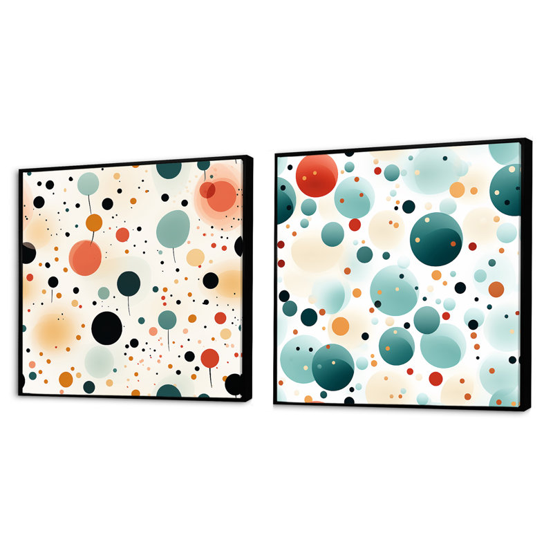 Colleps - Ensemble de 2 collages carrés à formes abstraites, Cadre flottant noir, H 16 po x l 33 po
