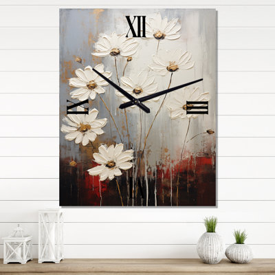 Horloge murale marguerite blanche VI