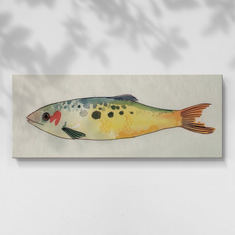 Poisson fantaisiste I - Toile tendue avec châssis - Prêt à accrocher, H 16 po x l 40 po