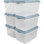 Hefty Hi-Rise 72 pte, paquet de 6 bacs de rangement en plastique avec couvercles, gris ciment