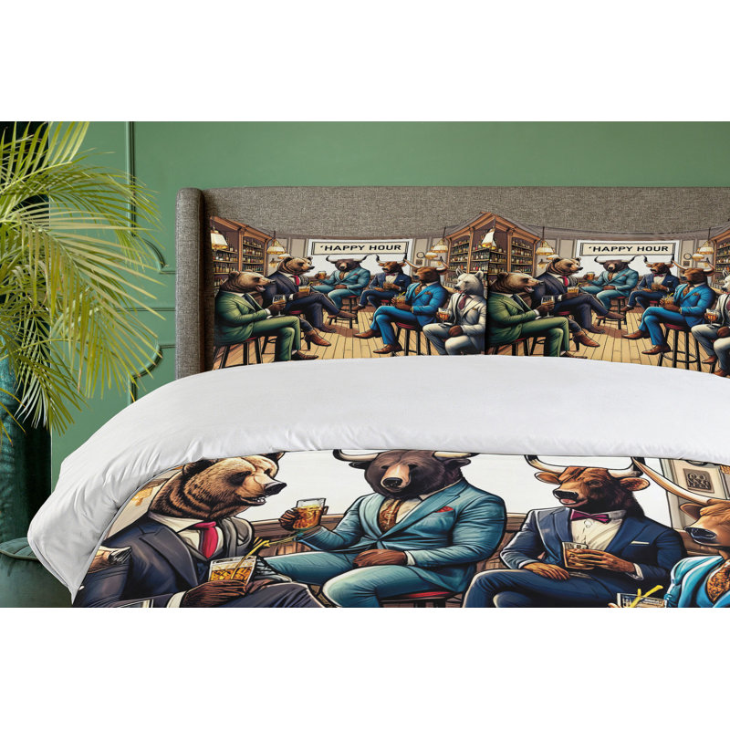 Humorous Duvet Cover, California King Duvet Cover + 2 Standard Shams
