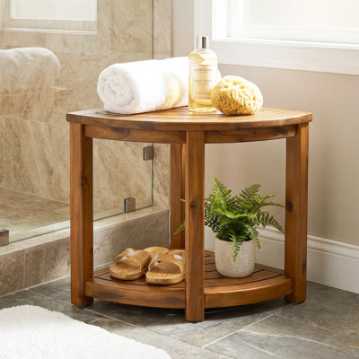 Banc de douche en teck l 25 po