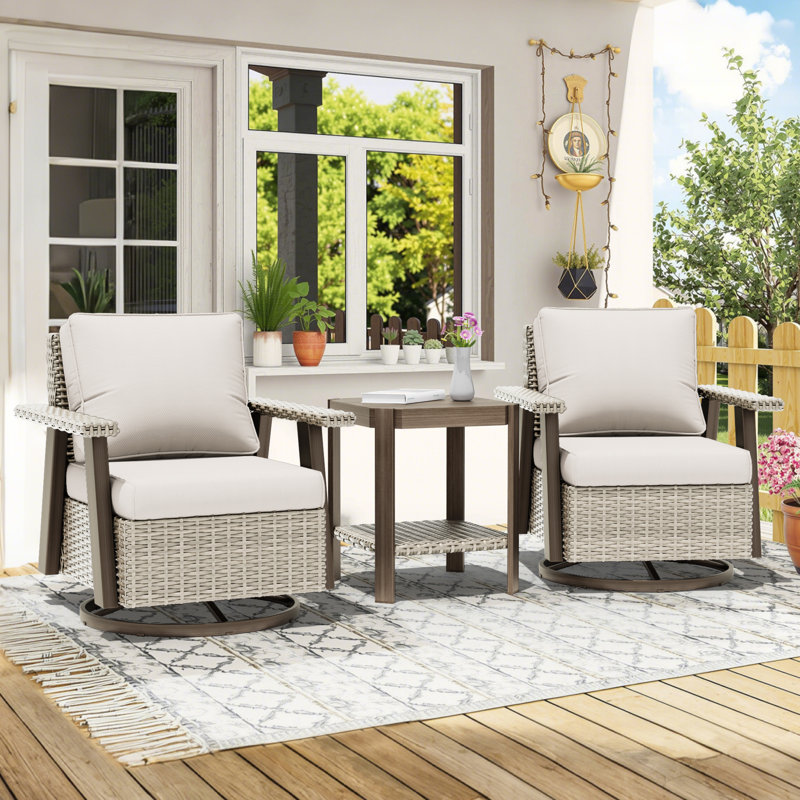 Ensemble de chaise de patio et de table Creal, Beige, 2