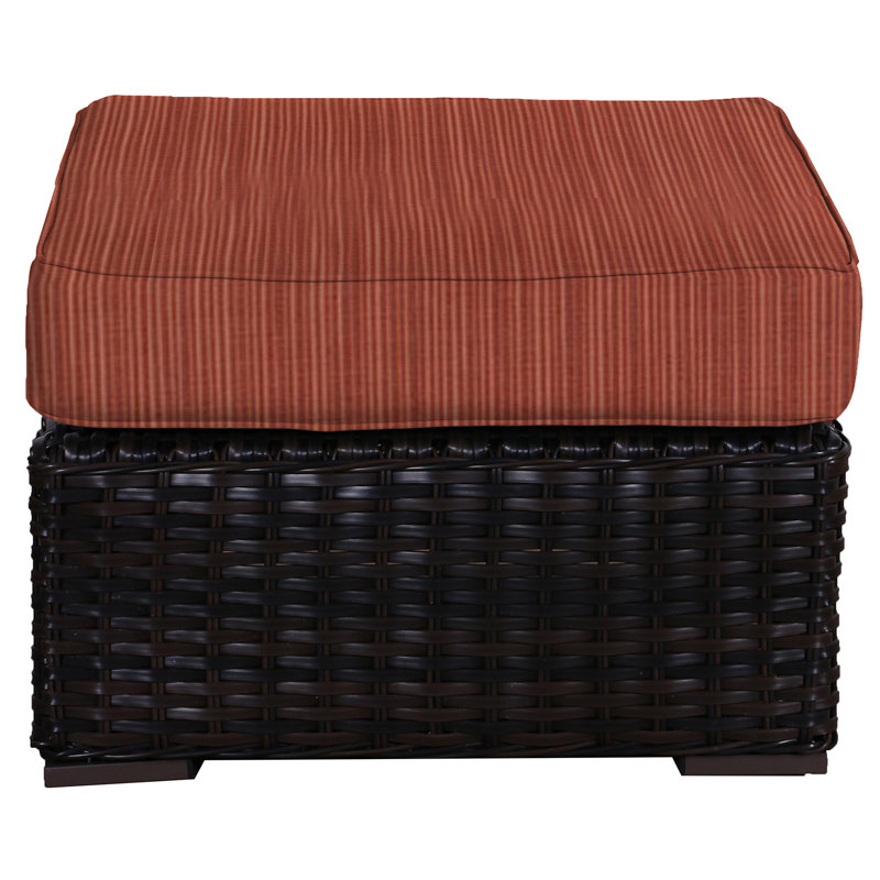 Repose-pieds d'extérieur avec coussin Sireci, Dupioni papaye