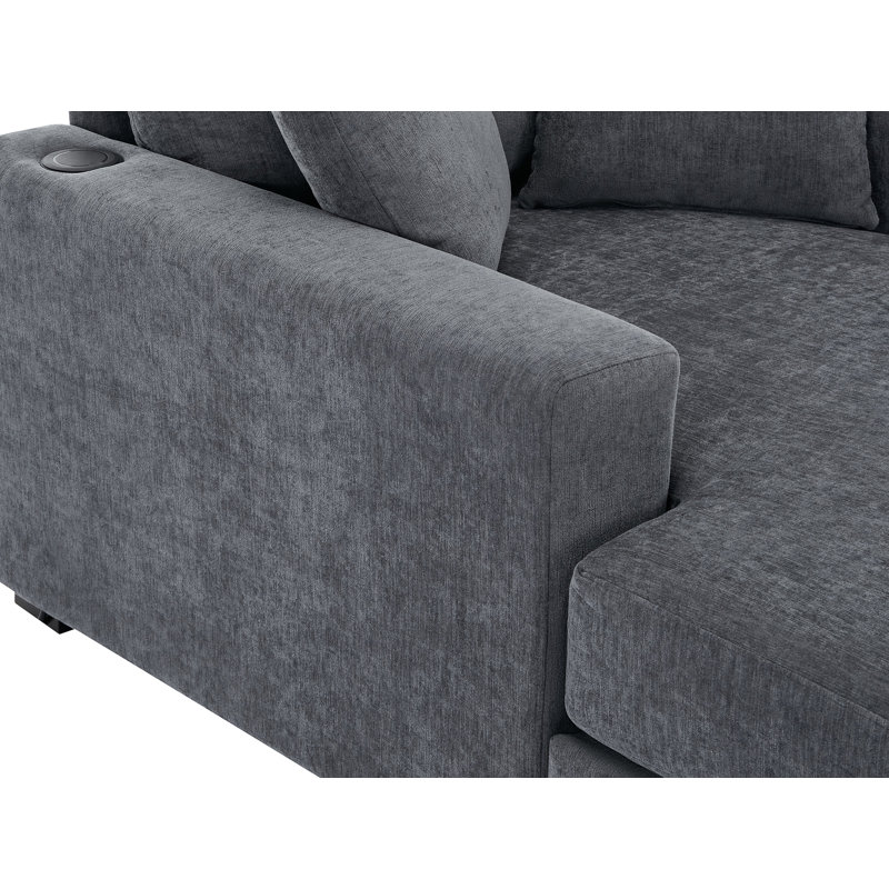 Chaise longue rembourrée Elneda, Bleu / gris