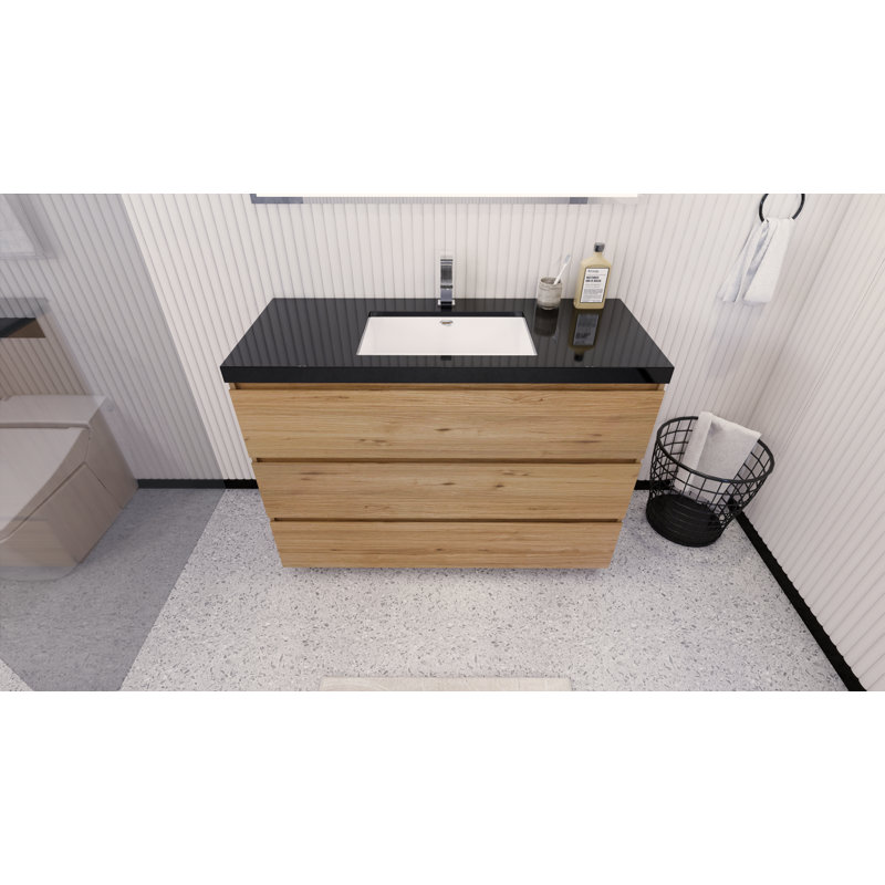 Reyes 47'' Single Bathroom Vanity Base Only, Natural Oak