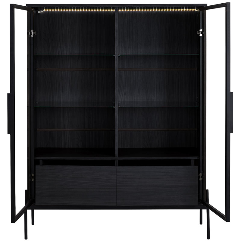 Vitrine autoportante de 51,2 po avec 2 tiroirs de rangement, Noir
