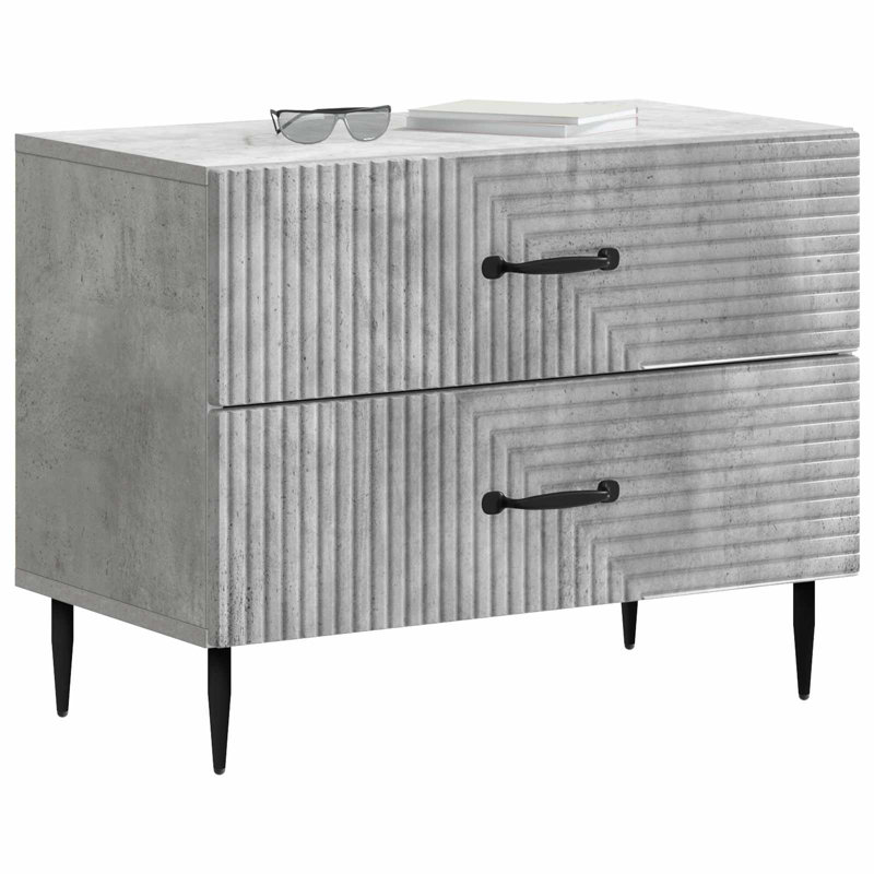 62cm W Manufactured Wood Bedside Table, Concrete Grey
