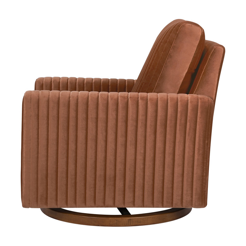 Poe Channeled Swivel Glider, Rust Velvet