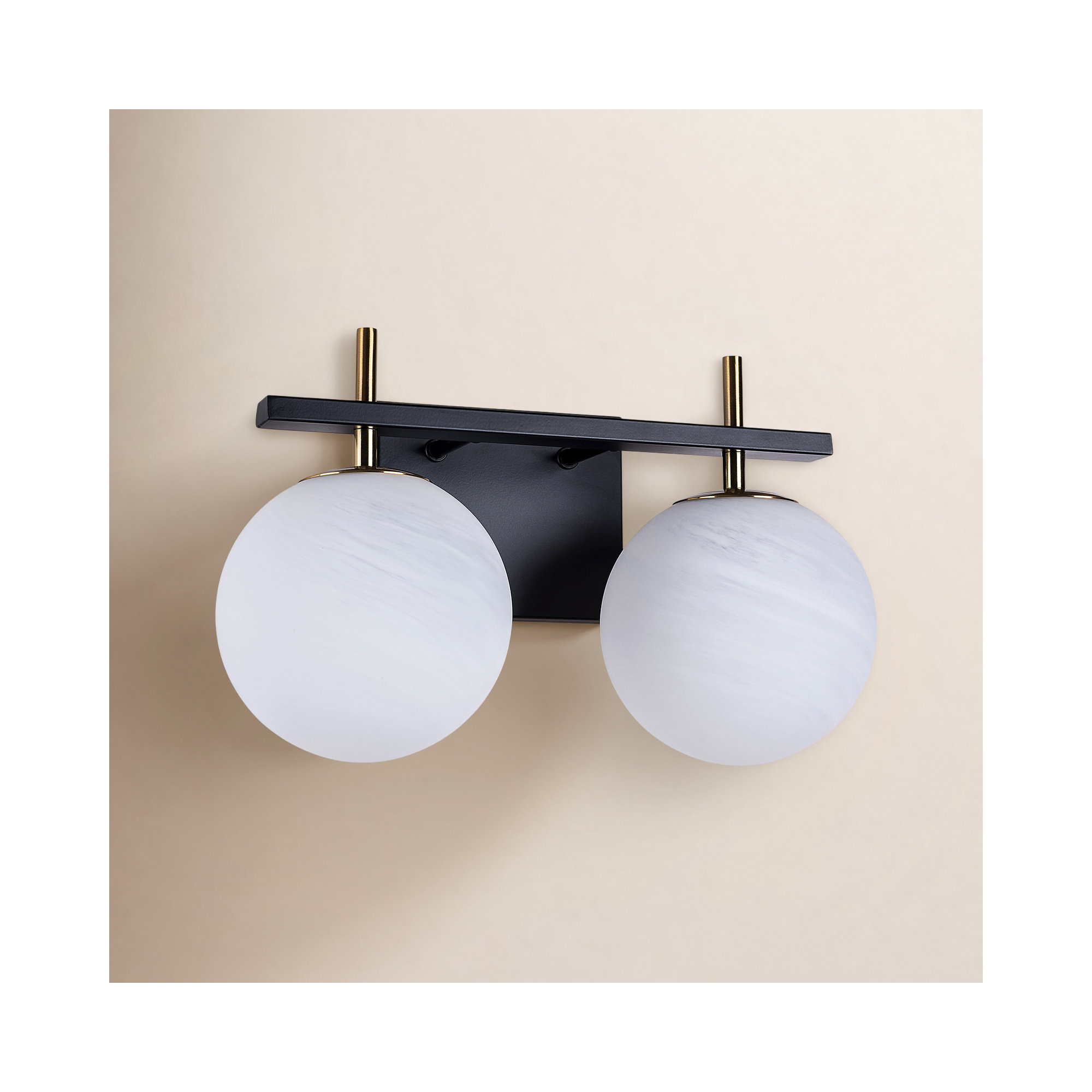 Bathroom Vanity Light With Round Shape Cloud Glass Shade, Chrome, 2
