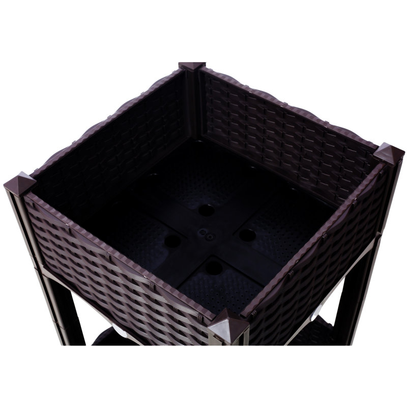 Planter Raised Beds - Elevated Planter Garden Box With Drainage Plug Raised Garden Beds For Vegetable/Flower/Herb Outdoor Standing Planter Beds Gardening Kit