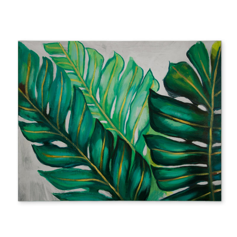 Floral Exotic Bedroom Placemat - Three Big Plant Leaves Decor