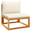  Ensemble de canapé de jardin noir, bois d'acacia massif blanc crème, rotin PE