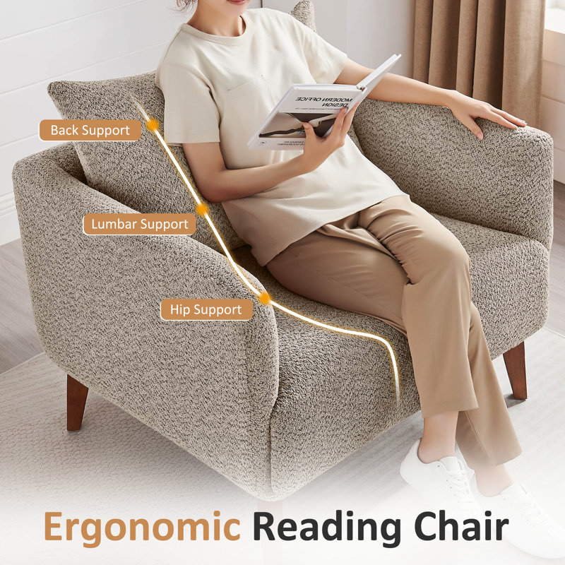 37'' Upholstered Boucle Arm Chair, Camel