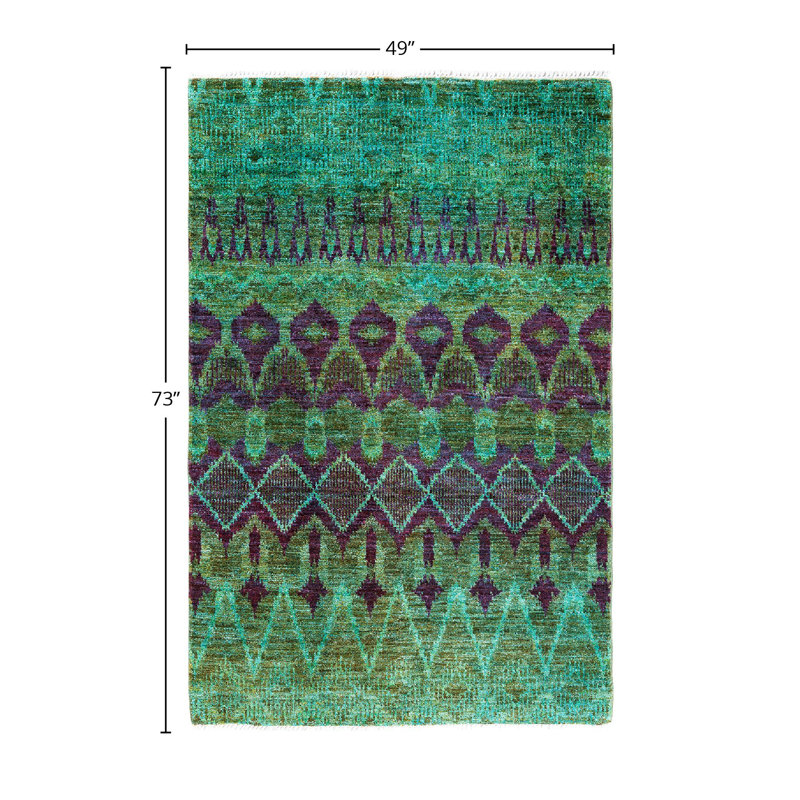 Contemporary One-of-a-Kind Rectangle 4'1" X 6'1" Hand Knotted Area Rug