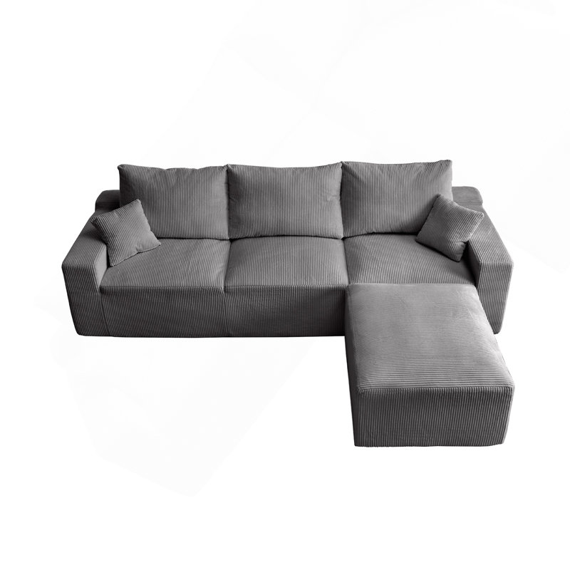 Canapé modulaire en L «110», Gris, H 24 po x l 110 po x P 74 po