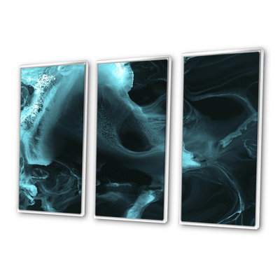 Turquoise nuage liquide Art I - ensemble d'art moderne sur toile encadrée moderne de 3