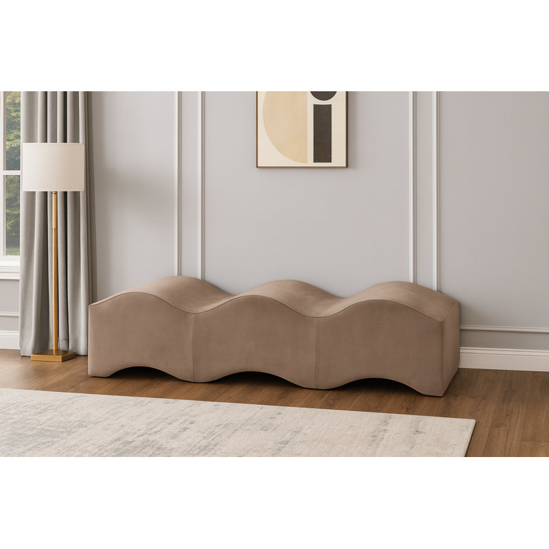 Banc en velours Leavon, Velours taupe
