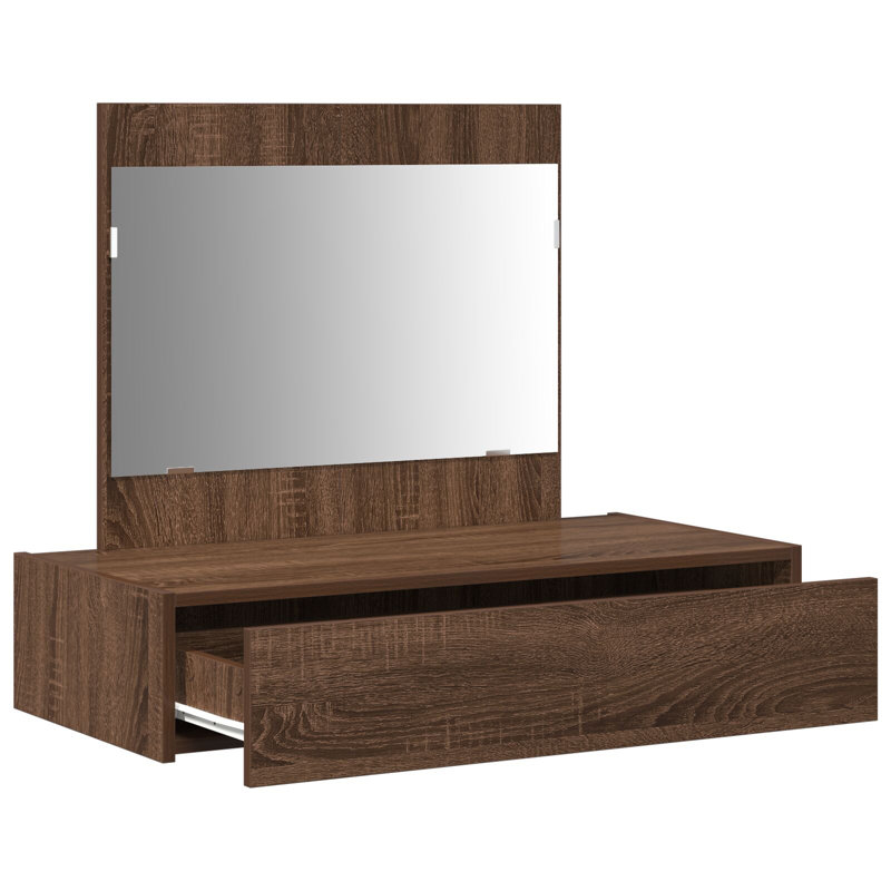 Particle Board 83 X 40 X 70 Cm Mirror, Brown Oak