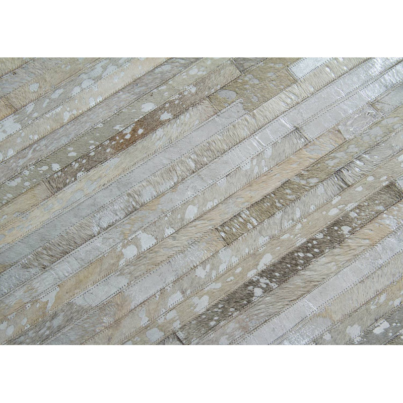 Stockett Striped Cowhide Area Rug, Round 140cm
