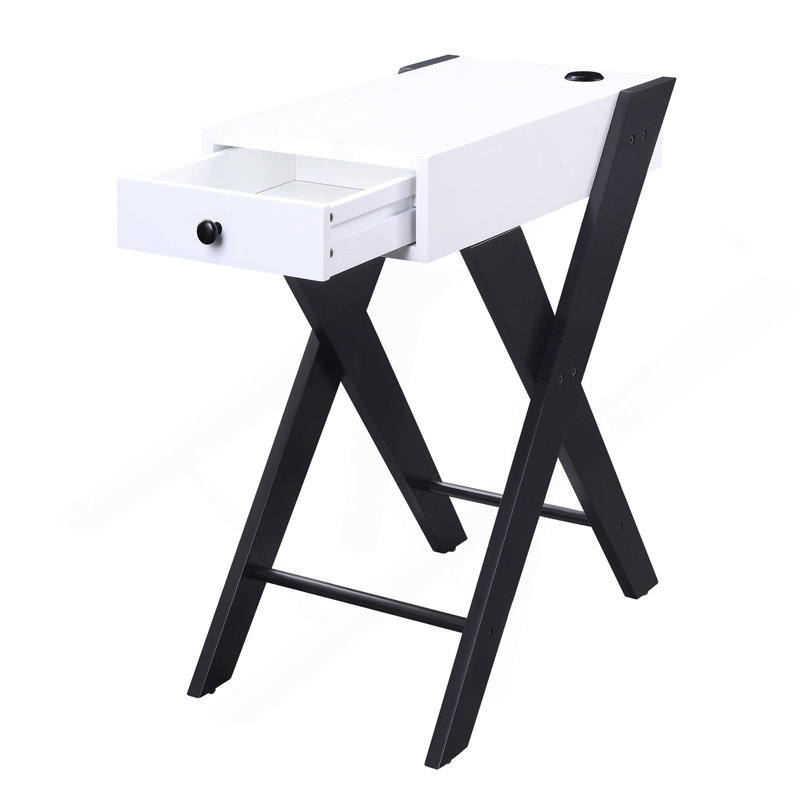  Table d'appoint avec ports USB, Blanc