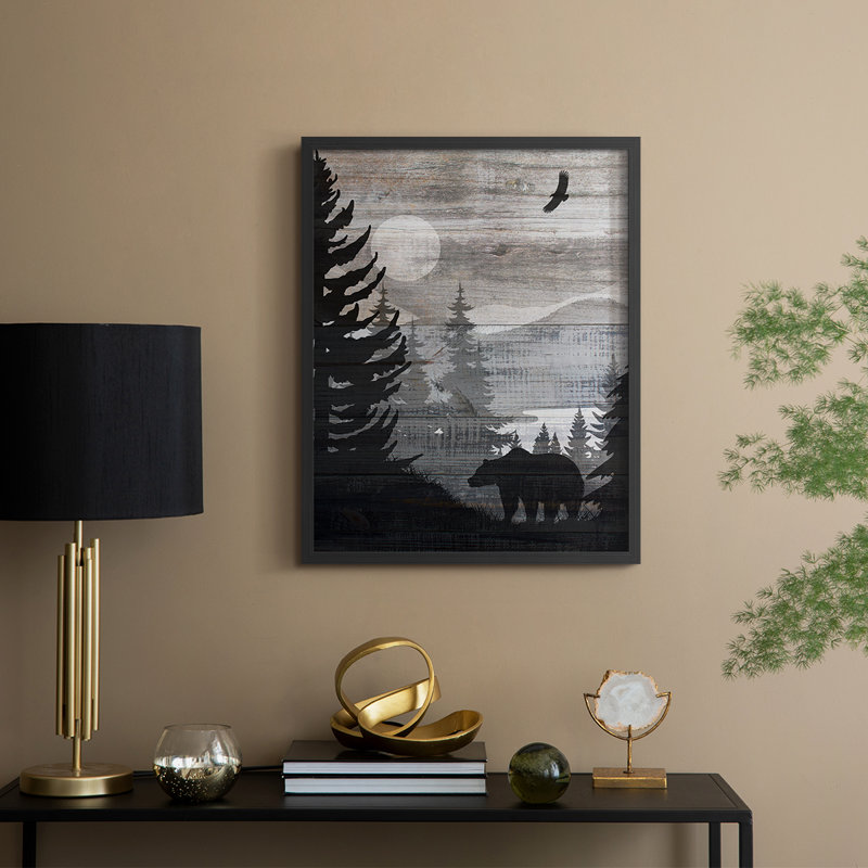 «Canadian Landscape Bear», reproduction encadrée en bois massif, Noir, noir, noir, noir, H 15 po x l 12 po