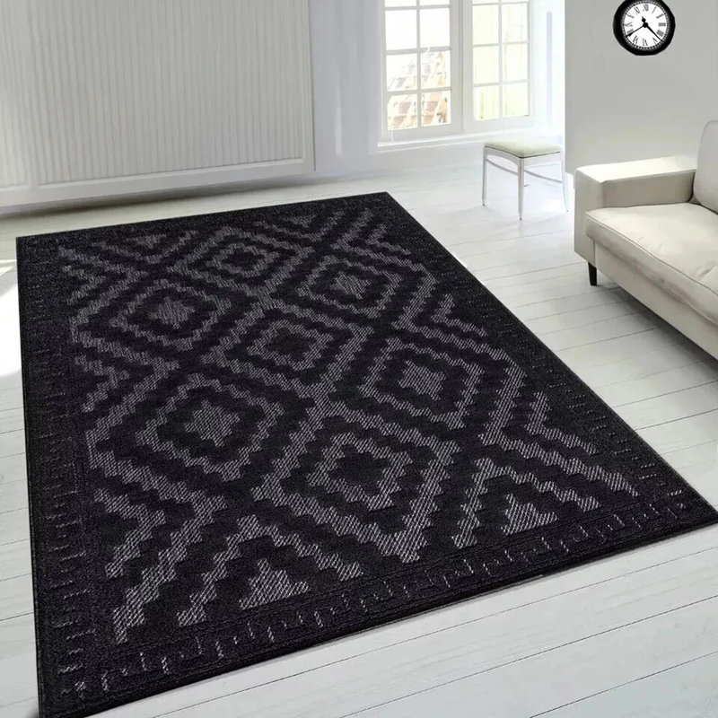 Avon Rug Anthracite Large Area Rug, Non Slip Hallway Runner, Soft Carpet Door Mat for Living Room, Bedroom & Kitchen