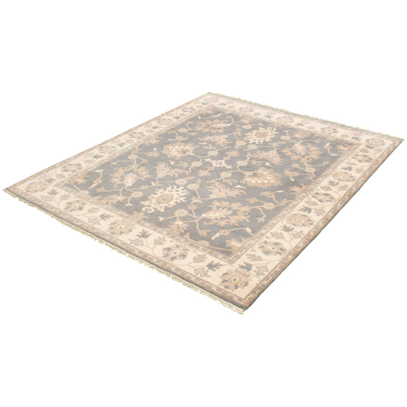 Tapis décoratif en laine de conception unique 8 pi 1 po x 9 pi 9 po noué à la main New Age Ushak