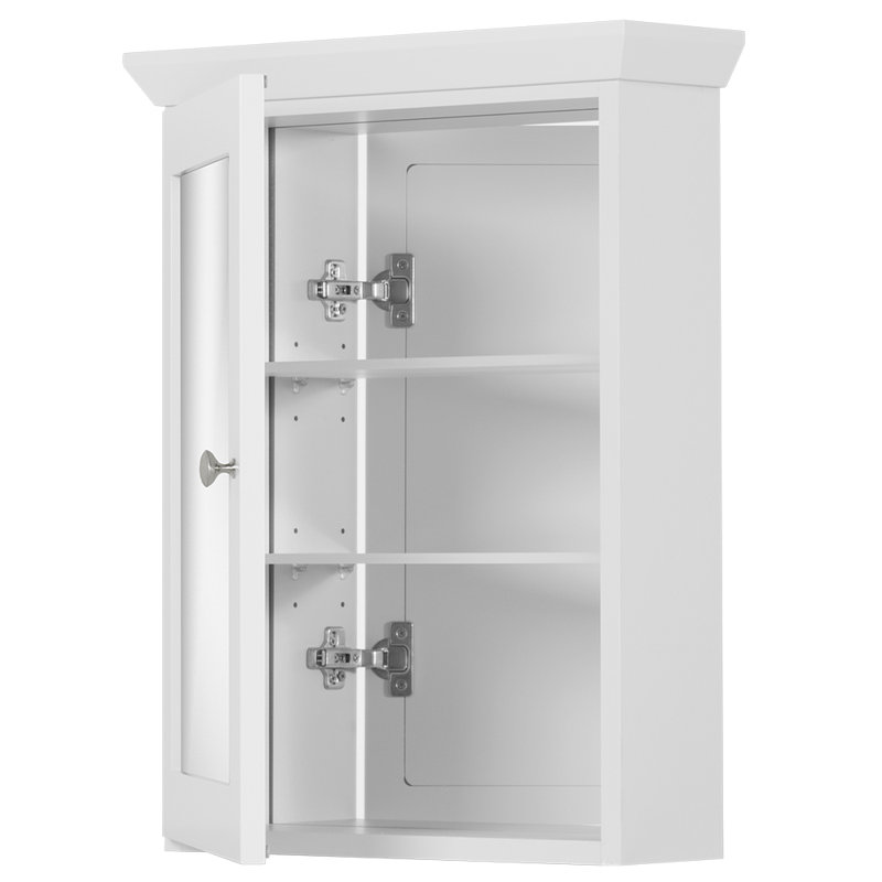 Armoire à pharmacie à fixation murale Simplicity, H 27 po x l 19 po x P 6,5 po, Blanc satiné, Gauche