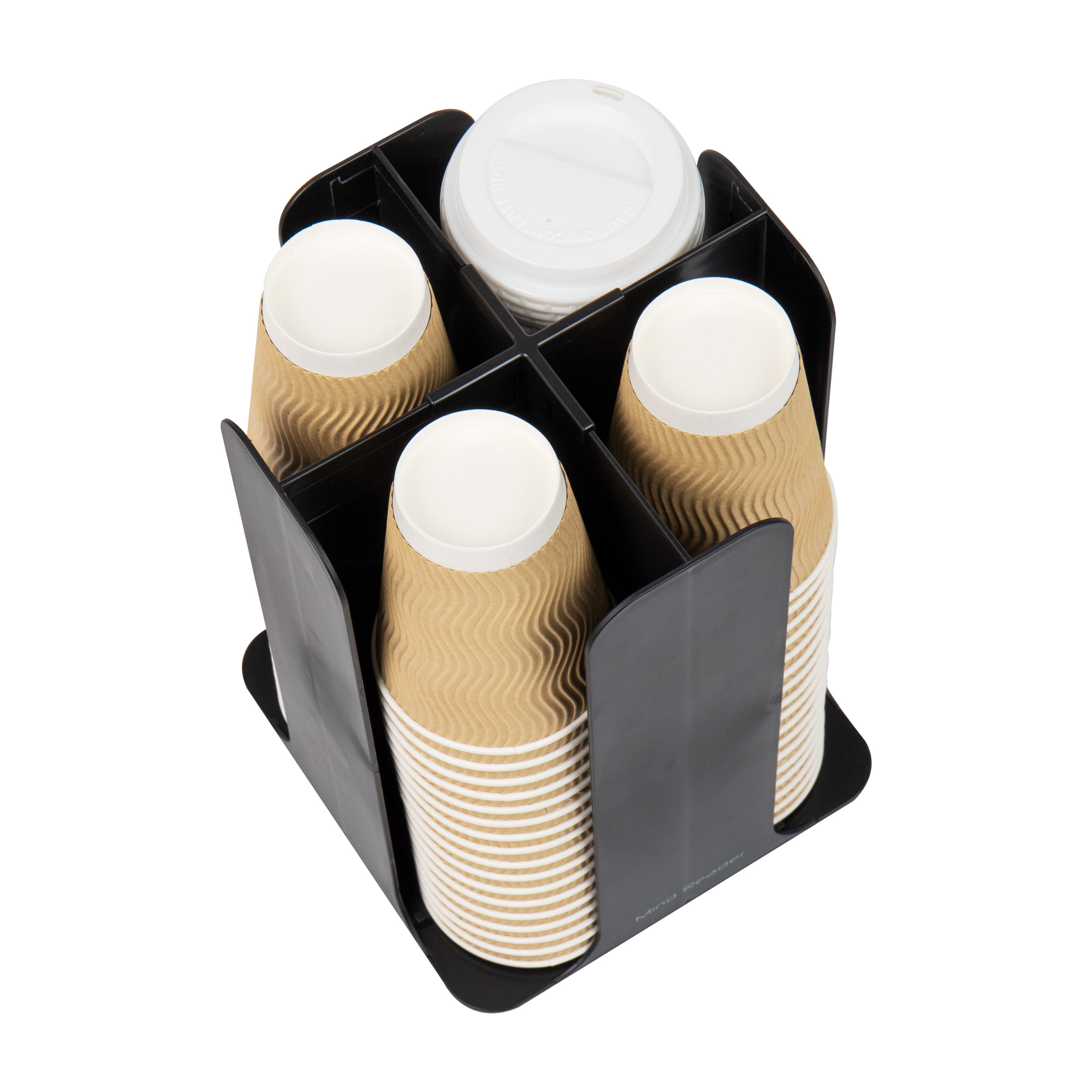 Mind Reader 4 Compartment Cup and Lid Holder Organizer Carousel - Black