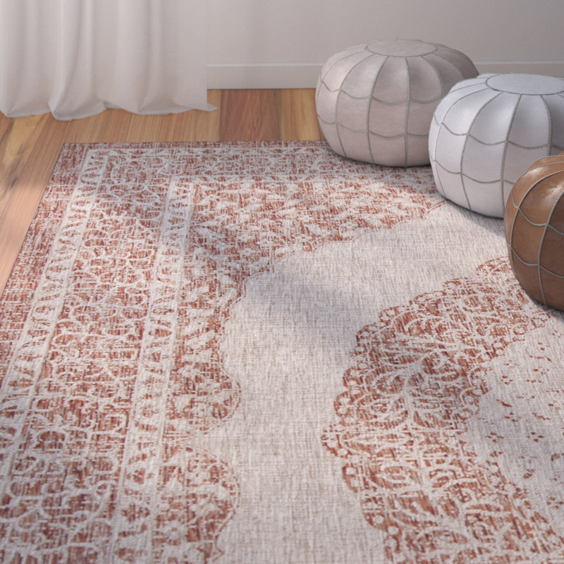 Amedee Performance Oriental Indoor/Outdoor Area Rug, Rectangle 6'7" x 9'6"