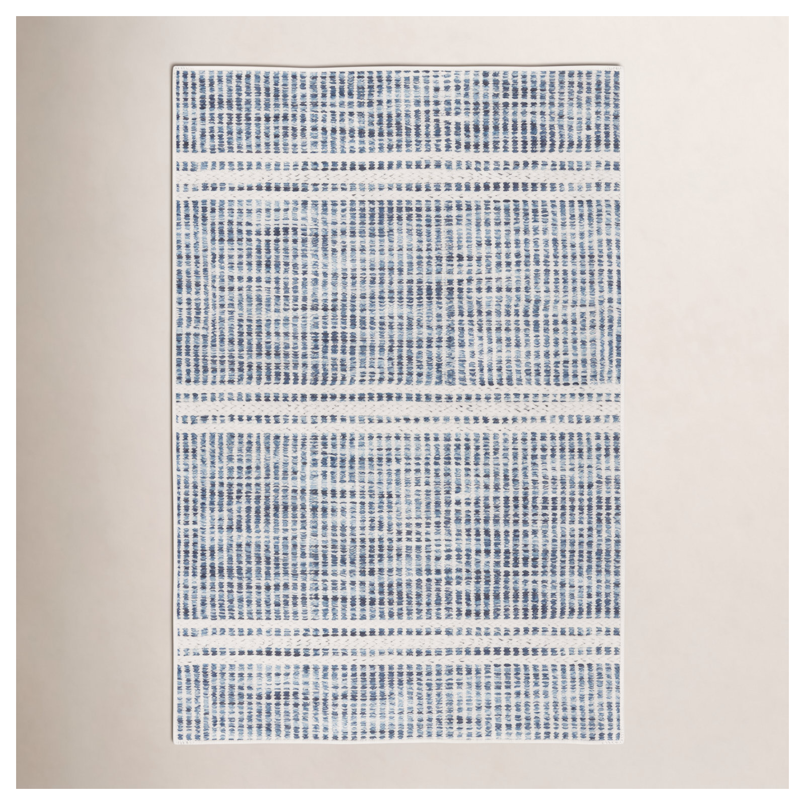 Malta Blue Machine Washable Rug, Rectangle 5' x 8'