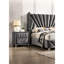 Table de chevet en tissu gris, 2 tiroirs, pieds, acrylique imitation cristal, structure entièrement rembourrée, plateau en verre, velours classique pour accessoires de chambre à coucher, design moderne