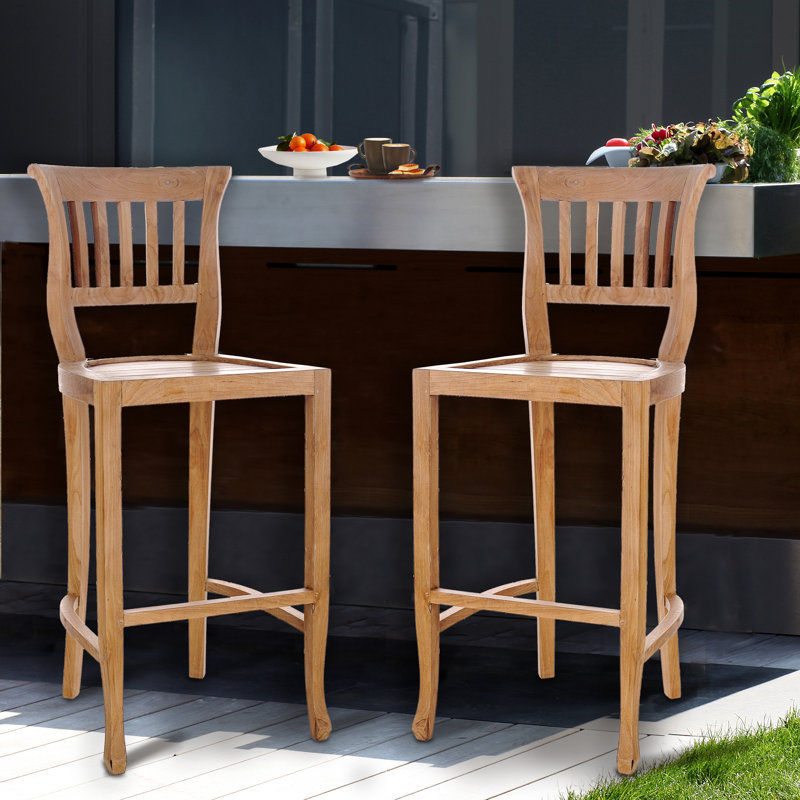 Amsterdam Outdoor Teak Bar Stool, 29.5"