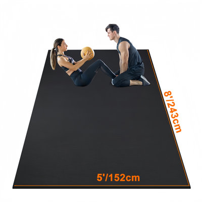 8' x 5' Extra Large PVC Gym Mat, 7mm Thick Non-Slip Double-Sided Workout Floor Mat for Home Gym, Yoga, Weight Lifting, Cardio