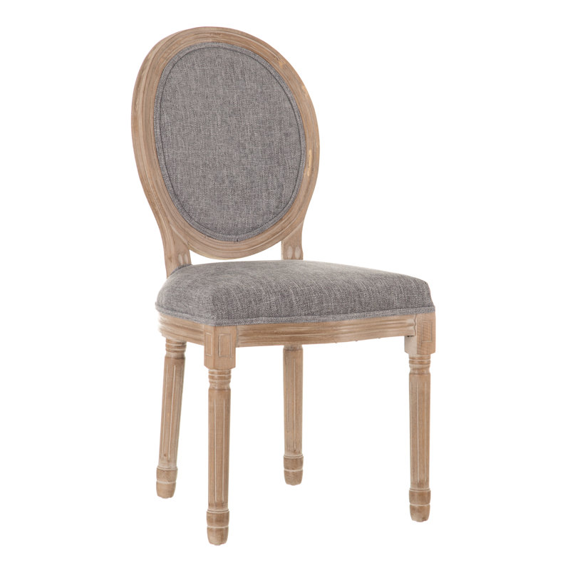 Alaysia 49cm H Polyester Blend Upholstered King Louis Back Side Chair, Grey