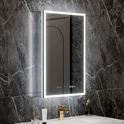 Smart LED Medicine Cabinet With GFCI Outlet, Blum Hinges, Dual Lighting, Stepless Dimming, Anti - Fog, And Multifunctional Storage For Bathroom