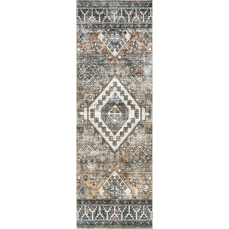 Bowie SpinClean Machine Washable Tribal Pattern Area Rug, Runner 2'6" x 8'
