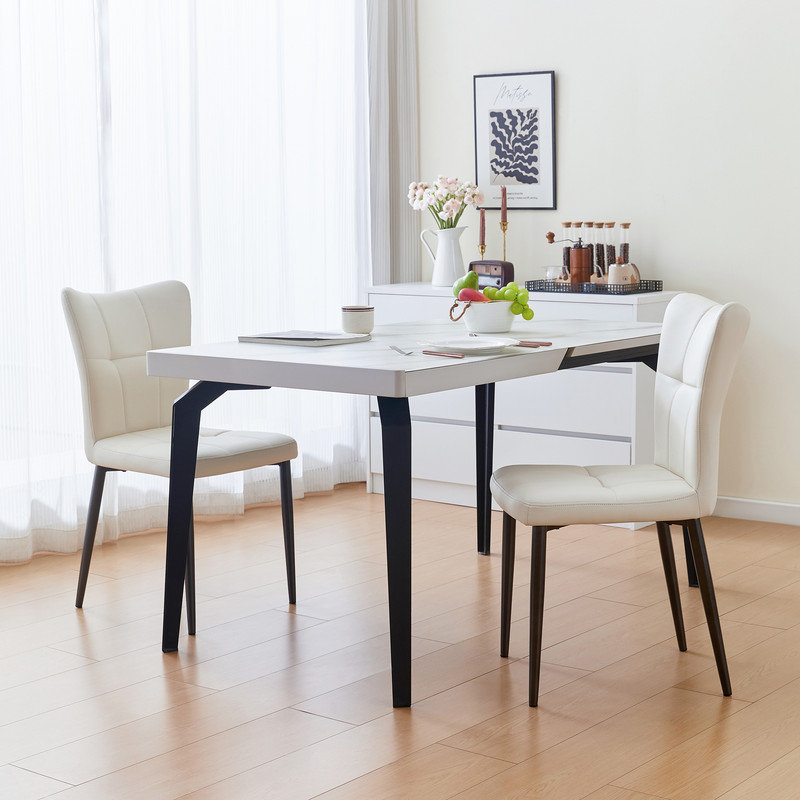 Ensemble de 2 chaises ergonomiques à haut dossier avec assise rembourrée et structure robuste, Blanc