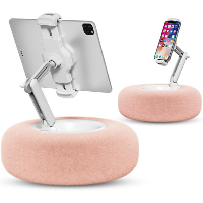 Support pour tablette, compatible avec les téléphones de 4,7 po à 13 po, tablette, iPad, iPhone, Samsung, Google, Kindle, support de téléphone réglable à 360 ° pour lit avec tissu moelleux doux et bol amovible