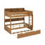 Lit superposé avec lit gigogne escamotable et tablettes de rangement latérales, lit superposé en bois peu encombrant-688741609