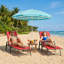 Chaise longue d'extérieur pliante portative inclinable avec 5 positions et coussin pour la pelouse, la plage-1144112607